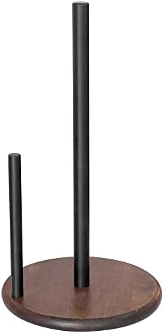 Paper Towel Holder Countertop with Real Wood Round Base, Farmhouse Paper Towel Holder Stand for Kitchen Dining Table Home Decor