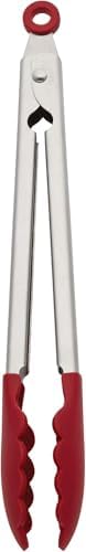 KitchenAid Silicone Stainless Steel Tongs, 12 Inch, Red
