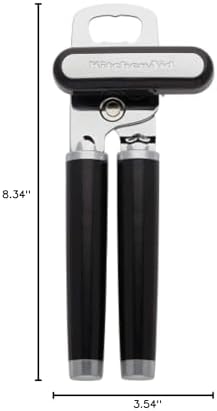 KitchenAid Classic Multifunction Can Opener and Bottle Opener Easy to Use, Razor Sharp Stainless Steel Cutting Wheel, Soft Ergonomic Handles, Black