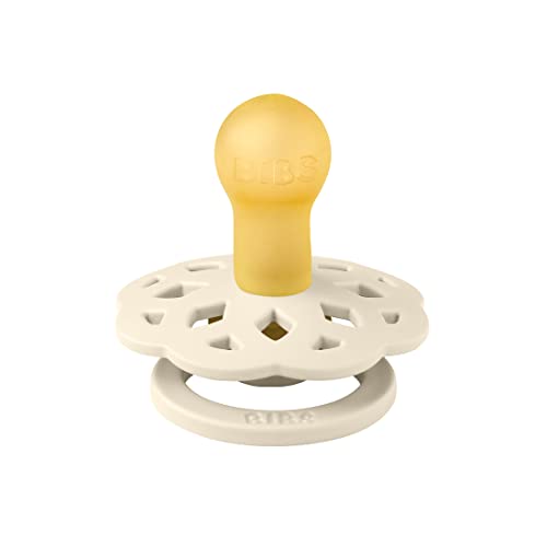 BIBS Pacifiers - Boheme Collection | BPA-Free Baby Pacifier | Made in Denmark | Set of 2 Ivory/Blossom Color Premium Soothers | Size 0-6 Months