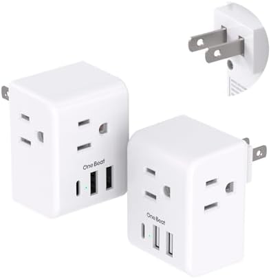 2 Pack US to Japan Plug Adapter, 2 Prong to 3 Prong Outlet Adapter with 3 AC Outlets 3 USB Ports(1 USB C), Type A Travel Power Converter Plug Adaptor for USA to Japanese Canada Mexico Philippines Peru