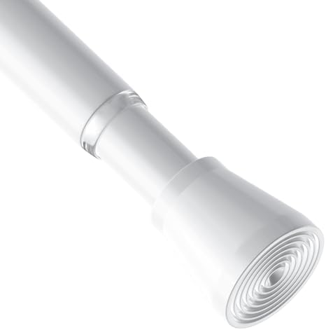 AIZESI Spring Tension Rods Adjustable Tension Curtain Rod Small Tension Rod No Drilling Expandable Spring Loaded Curtain Tension Rod?White,45" to 77"-1Pcs)