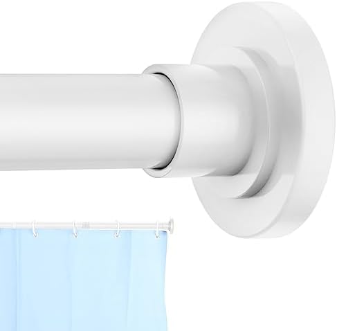 White Shower Curtain Rod 31 to 80 Inch,1 Inch Diameter Adjustable Spring Tension Stainless Steel Telescoping Rod,Easy Install,No Rust
