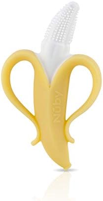 Nuby Nananubs Banana Massaging Teether – Baby Teething Toys 3 Months and Up, Silicone Teether for Sore Gums, Infant Toy, Baby Essentials, Brush, Travel Accessory, Gift for Babies (Pack of 16)