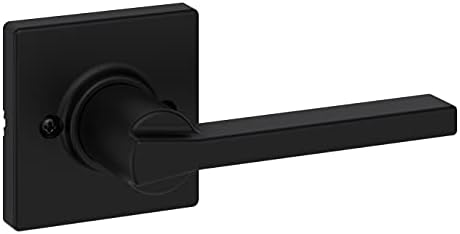 Kwikset Casey Interior Passage Door Handle, Lever For Closet and Hallway Doors, Reversible Non-Locking Handle Lever, Matte Black , with Microban Protection