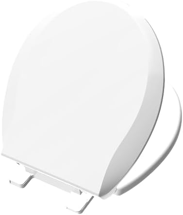 Toilet Seat Round Soft Close16.5'', Toilet Lid Slow Close Quiet No Slam, Easy Installation & Release,Safe PP Material Easy Clean, Comfortable Ergonomic Design, 2 Years Support, White Plastic