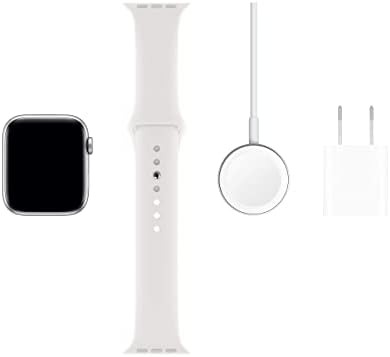 Apple Watch Series 5 (GPS, 40MM) - Silver Aluminum Case with White Sport Band (Renewed)