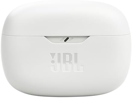 JBL Vibe Beam - True Wireless JBL Deep Bass Sound Earbuds, Bluetooth 5.2, Water & Dust Resistant, Hands-free call with VoiceAware, Up to 32 hours of battery life (White)