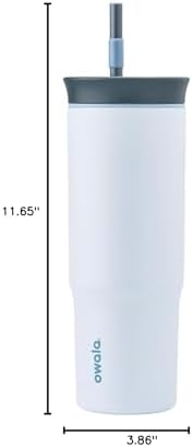 Owala Stainless Steel Triple Layer Insulated Travel Tumbler with Spill Resistant Lid and Straw, BPA Free, 24 oz, Grey/Blue (The Great Blue)
