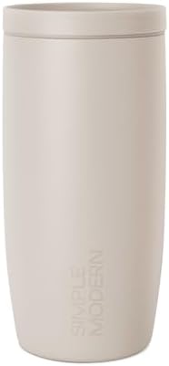 Simple Modern Travel Coffee Mug Tumbler with 360° Lid | Ceramic-Lined Insulated Stainless Steel Cold Brew Iced Coffee Cup Thermos | Gift for Women Men Her Him | Voyager Signature | 16oz | Almond Birch