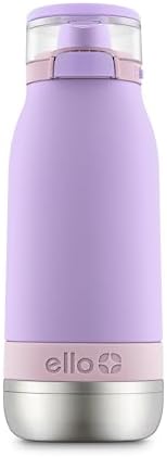 Ello Emma 14oz Vacuum Insulated Stainless Steel Kids Water Bottle with Straw and Built-in Carrying Handle and Leak-Proof Locking Lid for School Backpack, Lunchbox and Outdoor Sports