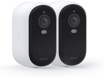 Arlo Essential Security Wireless 2K Camera with Spotlight, Indoor/Outdoor, 2nd Gen, 2-Way Audio, Color Night Vision, Motion Activation, Real Time Notifications, White, VMC3250, 2-Pack (Renewed)