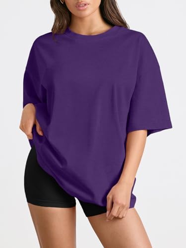 Trendy Queen Womens Oversized Summer T Shirts Fashion Workout Plus Size Tops Short Sleeve Beach Vacation Gym Clothes 2025