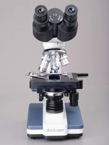 AmScope B120 Series Student & Professional LED Binocular Compound Microscope - 40X-2500X Magnification - Includes 3MP USB Camera & Siedentopf Head