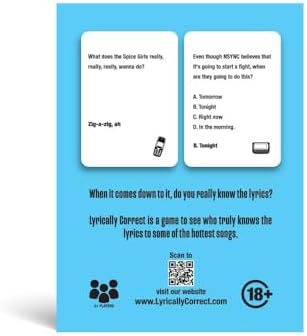Lyrically Correct '90s & 2000s Music Trivia Card Game - Pop Edition - Finish The Lyrics Challenge, Fun for Adults, Party or Family Night