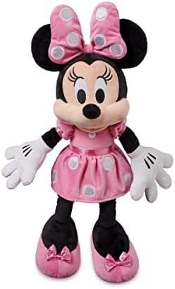 DISNEY STORE Official Minnie Mouse Pink Dress Medium Soft Toy for Kids, Cuddly Character with Fuzzy Texture and Embroidered Details, Disney Plushy Suitable for All Ages.