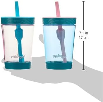 Contigo Kids Spill-Proof 14oz Tumbler with Straw and BPA-Free Plastic, Fits Most Cup Holders and Dishwasher Safe, 2-Pack Strawberry Cream & Blue Raspberry
