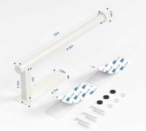 ASTOFLI Paper Towel Holder Under Cabinet No Drilling, Self Adhesive Paper Towel Holder Wall Mount for Kitchen Rack, Under Counter Napin Holder No Drill, RV, 304 Stainless Steel, White 2 Pack