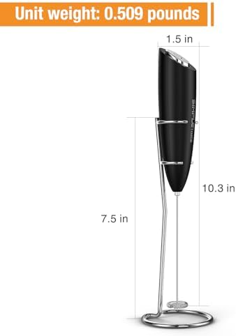 SIMPLETaste Milk Frother Handheld Battery Operated Electric Foam Maker, Drink Mixer with Stainless Steel Whisk and Stand for Cappuccino, Bulletproof Coffee, Latte