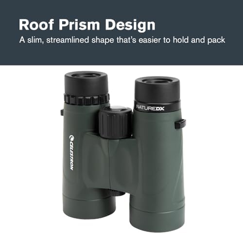 Celestron - Nature DX 10x42 Binoculars – Ideal for Birding and Outdoors – 42mm Objective Lenses – 5.8° Field of View – BaK-4 Prisms – Fully Multi-Coated – Waterproof and Fogproof