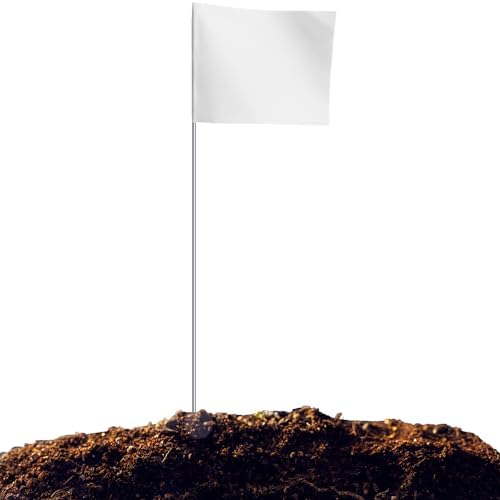 Zozen Marking Flags, White Color | 1000 Pcs/15x4x5 Inch, Yard Flags for Lawn & Irrigation & Landscape & Sprinkler & Survey & Dog Training.