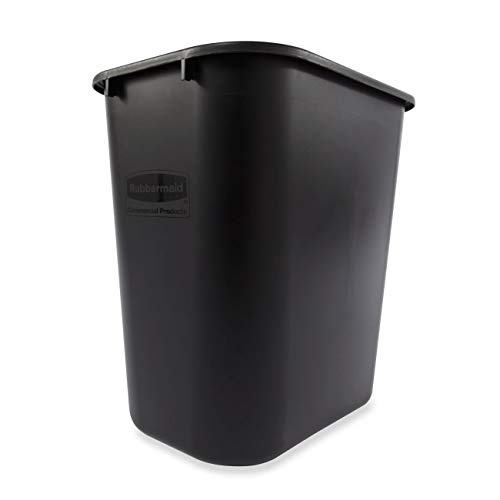 Rubbermaid Commercial Products Wastebasket/Trash Can, 7-Gallon/28-Quart, Black, Plastic, for Bedroom/Bathroom/Office, Fits Under Desk/Sink/Cabinet, Pack of 4