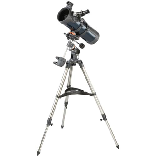 Celestron – AstroMaster 114EQ Newtonian Telescope – Manual Reflector for Beginners – Aluminized Mirror – Adjustable-Height Tripod – Includes Accessories Plus Astronomy Software Package
