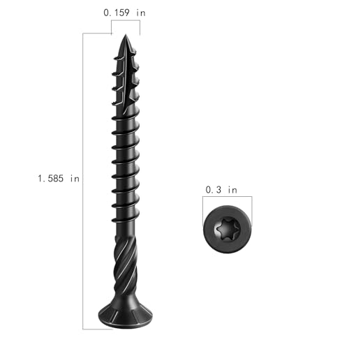 #8 * 1-5/8" Black Deck Screws, (2833pcs) 15 lbs.Exterior Wood Screws, Rust Resistant epoxy Coated, Bronze, T20 Star Bit