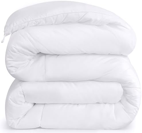 Utopia Bedding Comforters Queen Size, All Season Duvet Insert, Down Alternative Box Stitched Bed Comforter with Corner Tabs, Machine Washable (White)