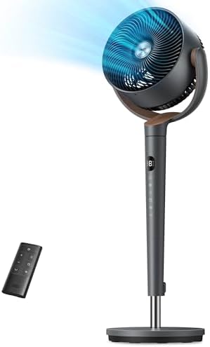 Dreo Fan for Bedroom, 120Β° Oscillating Standing Fans, Quiet Floor Fan with DC Motor, 100ft Pedestal Fans for Room, 9 Speeds, 4 modes, 20dB, 120Β° Manual Vertical, 37-42" Adjustable Height, 9H Timer