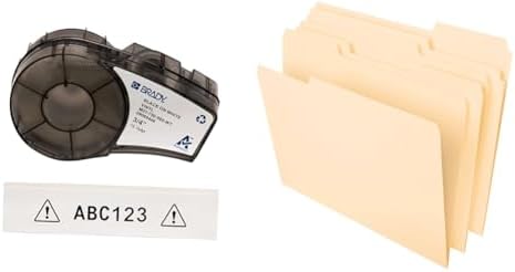 Brady Authentic (M21-750-595-WT) All-Weather Vinyl Label for Indoor/Outdoor ID & Pendaflex File Folders, Letter Size, 8-1/2" x 11", Classic Manila, 1/3-Cut Tabs in Left, Right