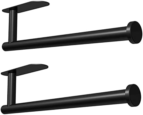 Under Cabinet Wall Mount Paper Towel Holder, Self-Adhesive Bar, Stainless Steel 13 inch (Black, 2)