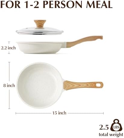 SENSARTE Nonstick Ceramic Frying Pan with Lid 8/9.5/10/11/12.5 Inch Omelet Pan Skillet, Free of Intentionally Added PFAS/PTFE Non-toxic Chef's Pan Induction Compatible Pan, Heat Resistant Handle