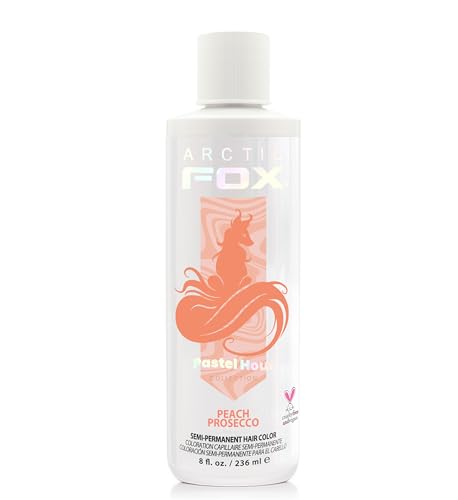 Arctic Fox Semi-Permanent Hair Dye, Vegan & Cruelty-Free, Ammonia-Free, Conditioning, Long Lasting, Pastel Peach Prosecco Color for Platinum Hair, 8 Fl Oz