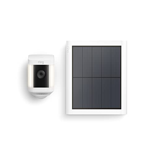 Like-New Ring Spotlight Cam Plus, Solar | Two-Way Talk, Color Night Vision, and Security Siren (2022 release) - White