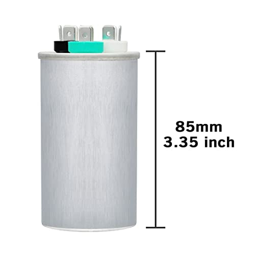 30/3 uF 30+3 MFD 370VAC or 440VAC Dual Run Start Round A/C Capacitor CBB65 CBB65B Air Conditioner Capacitors for AC Unit Fan Motor Start or Heat Pump or Condenser Straight Cool