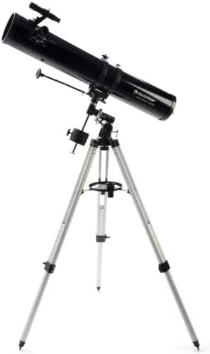 Celestron 21045 PowerSeeker 114EQ Reflector Telescope - Includes Two Eyepieces, Barlow Lens, Height-Adjustable Tripod and Deluxe Accessory Tray, Black