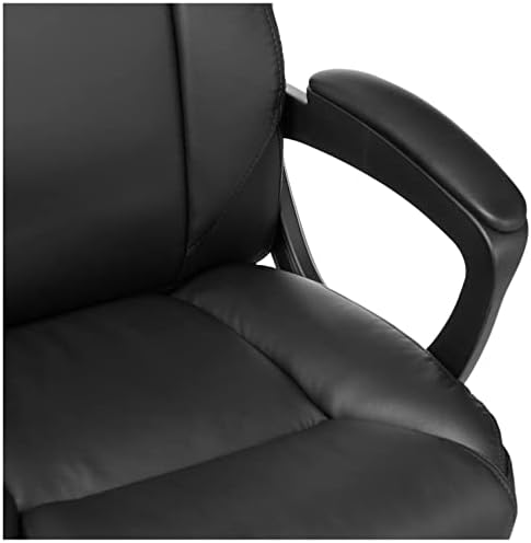 Amazon Basics Classic Puresoft PU Padded Mid-Back Height Adjustable Office Computer Desk Chair with Armrest, 26"D x 23.75"W x 42"H, Black