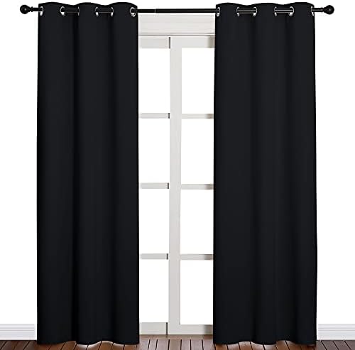 NICETOWN Halloween Thermal Insulated Black Blackout Curtains/Drapes 84 inches Length 2 Panels Set for Living Room, 42 inches Wide, Privacy Sound Reducing Room Darkening Draperies Window Treatment
