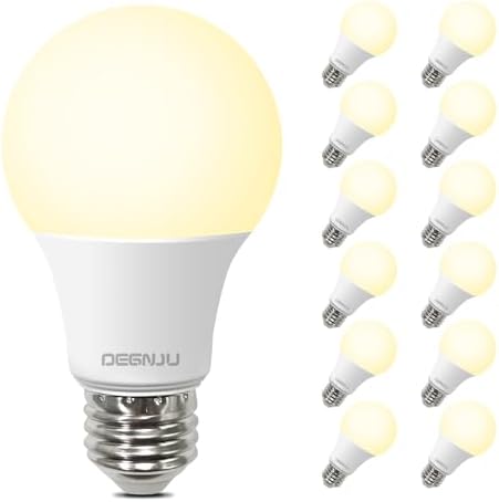A19 LED Light Bulbs, 60 Watt Equivalent LED Bulbs, Soft White 2700K, 800 Lumens, E26 Standard Base, Non-Dimmable, 8W Warm White LED Bulbs for Bedroom Living Room, 12 Pack