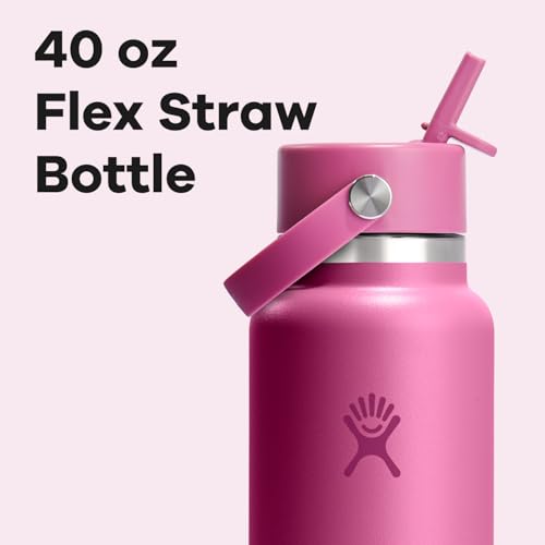 Hydro Flask Water Bottle - Insulated Stainless Steel - Wide Straw Lid, Non Spill, Leakproof in 40 Oz Reef Pink