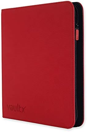 Vault X 12 XL Pocket Trading Card Zip Binder - 624 cards, Premium Exo-Tec Album Material, 26 Side-Loading Pages, Folder for Collectible Card Games, Sports, TCG (Red)
