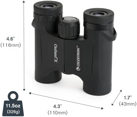 Celestron - Outland X 8x25 Binoculars – Ideal for Birding and Outdoors – 25mm Objective Lenses – Wide 8.2° Field of View – BaK-4 Prisms – Multi-Coated – Waterproof and Fogproof