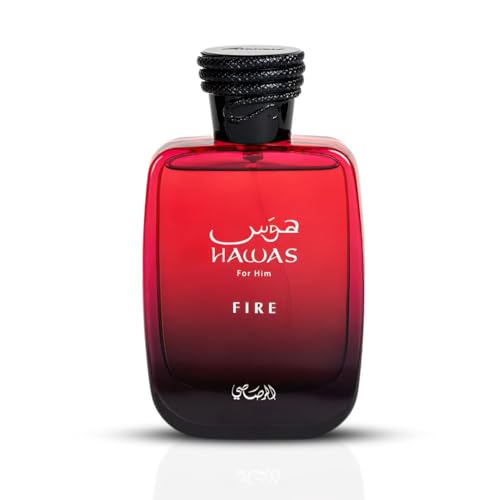 RASASI Hawas Fire For Him Eau De Parfum Spray 100ML (3.4 OZ) Ignite Your Inner Passion With A Bold And Fiery Essence & Experience A Long Lasting, Luxurious Masculine Scent. (PACK OF 3)