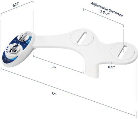 LUXE Bidet NEO 185 - Self-Cleaning, Dual Nozzle, Non-Electric Bidet Attachment for Toilet Seat, Adjustable Water Pressure, Rear and Feminine Wash (Blue)