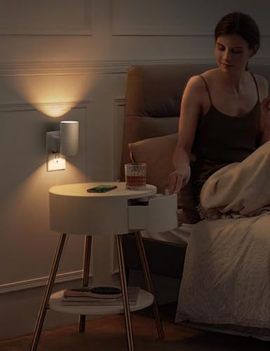 L LOHAS LED Night Light Plug in, Night Lights Plug into Wall, Light Sensor, 0-100LM, Soft White 3000K, Dimmable Night Light, Modern Nightlight for Hallway Bedroom Stairway, 2 Pack
