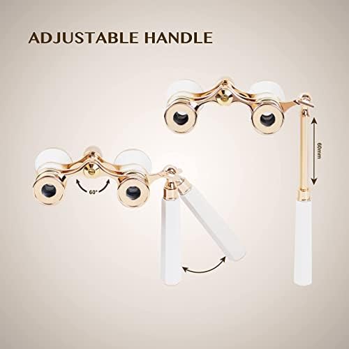 Yourelexit® Opera Glasses Binoculars 3X25 Lorgnette Theater Glasses Optical BK9 Mini Compact Lightweight Built-in Foldable Adjustable Handle Vintage for Adults Kids Women in Musical Concert Cinema