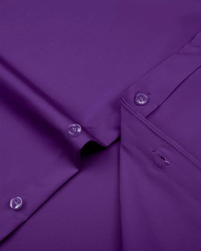 J.VER Men's Dress Shirts Solid Long Sleeve Stretch Wrinkle-Free Formal Shirt Business Casual Button Down Shirts