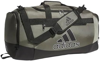 adidas Unisex Defender 4.0 Gym Duffel Bag for Men and Women, Olive Strata Green/Black/Silver Metallic, Medium (66L)