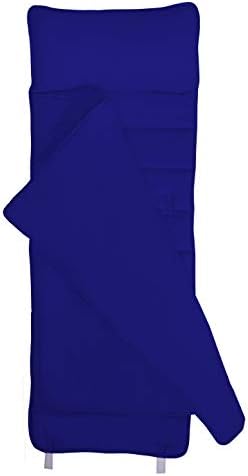 EVERYDAY KIDS Nap Mat with Removable Pillow - Navy - Carry Handle with Straps Closure, Rollup Design, Soft Microfiber for Preschool, Daycare, Travel Sleeping Bag - Ages 3-6 Years